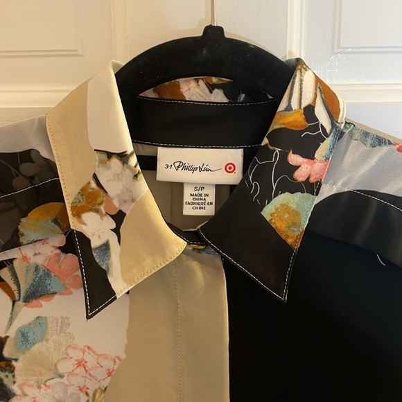 3.1 Phillip Lim, for Target, Long Sleeve Button Down Shirt, Small, Black, Tan - Picture 2 of 9